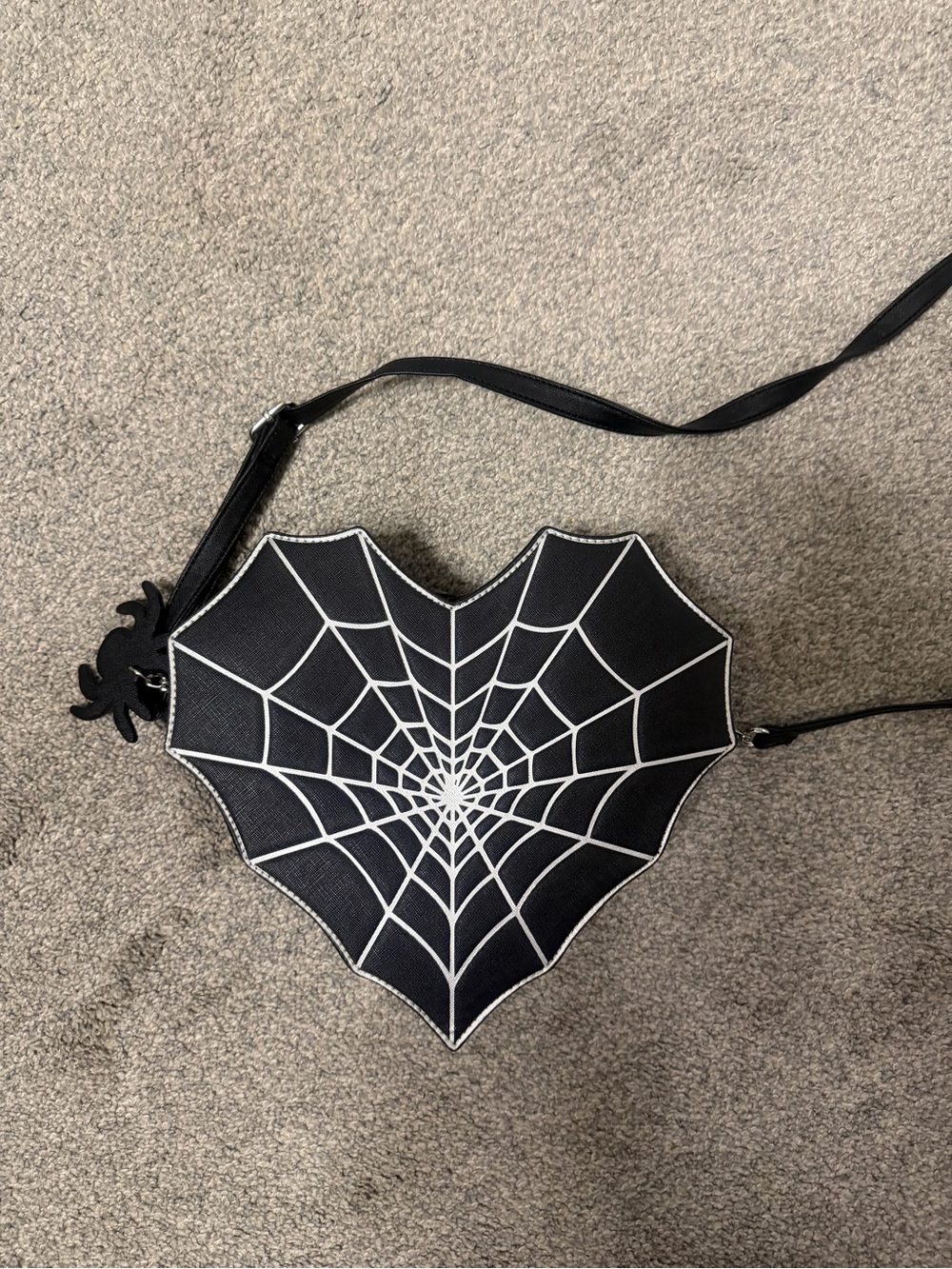 Black Spider Web Heart Crossbody Purse
